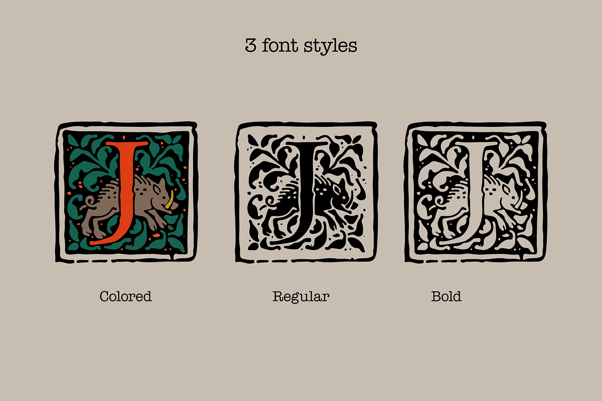 Medieval Beasts Initials, a Blackletter Font by kaer_shop (Photo 5 of 12)