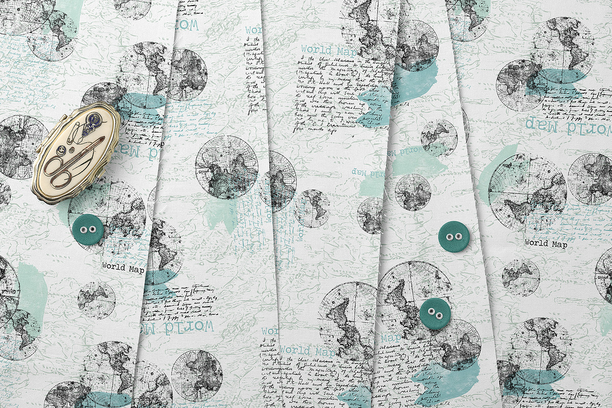 Vintage World Map Seamless Pattern, a Pattern Graphic by StudioGlouna (Photo 3 of 4)