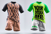 Flying Uniform Mockup Jersey Shorts, a Shirt Mockup by LESZ Design (Thumbnail 3 of 4)