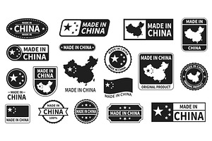 Made in china black stamps. Premium, an Object Illustration by YummyBuum
