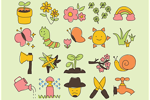 Farm And Garden Icons, Patterns