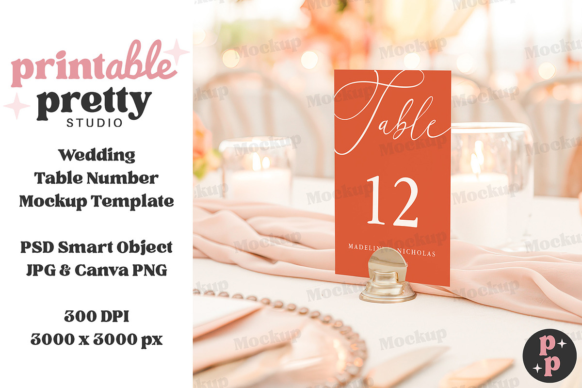 Verona Sunset Table Number Mockup, a Product Mockup by Printable Pretty Studio (Photo 3 of 10)