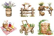 Watercolor Spring Farm Clipart, a Seasonal Illustration by DreamArtGraphic (Thumbnail 2 of 4)