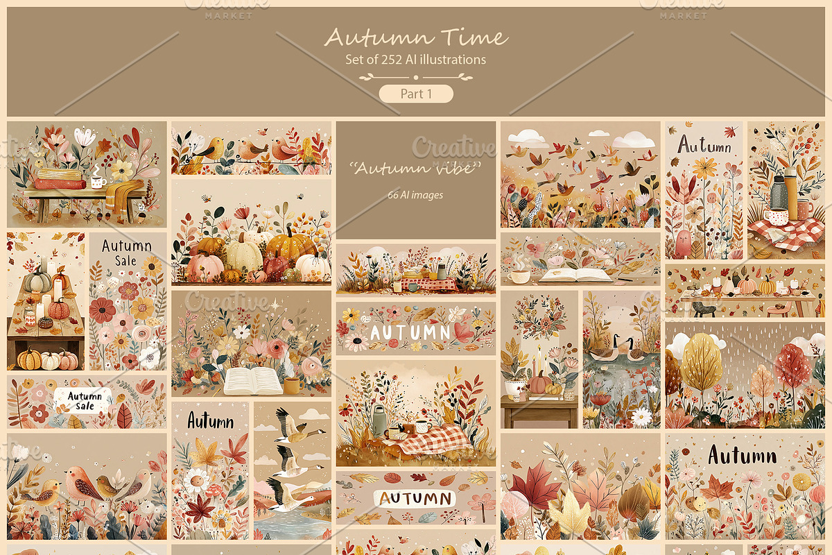 Autumn Time 4- 252 AI illustrations, a Seasonal Illustration by Pundateam (Photo 5 of 9)