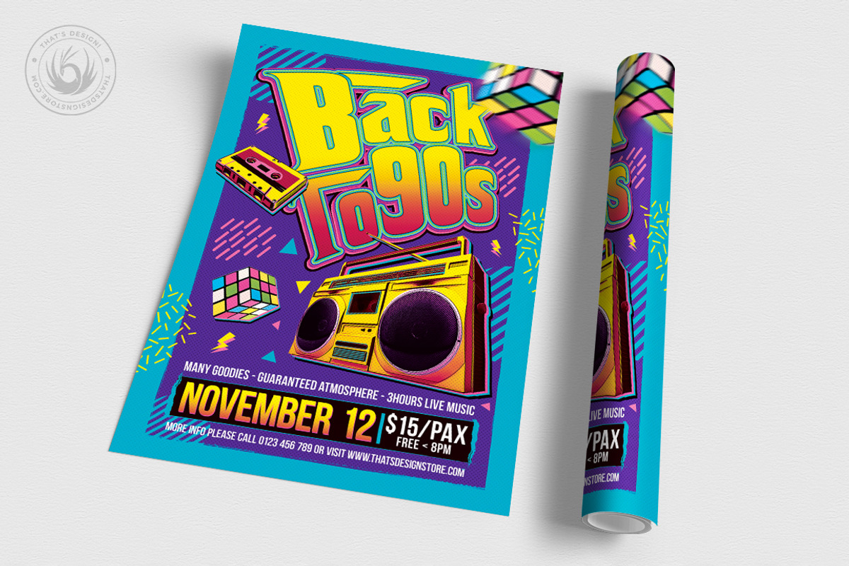 Back to the 90s Flyer Template, a Flyer Template by ThatsDesignArt (Photo 3 of 8)