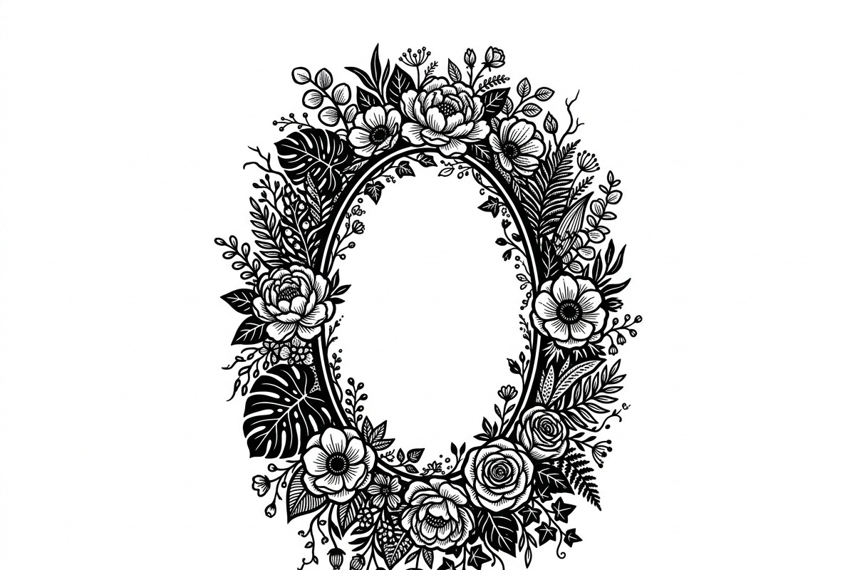 50 Elegant Floral Oval Mirror Frame, a Decorative Illustration by Amazin_art (Photo 12 of 26)