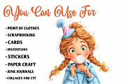 Whimsical Birthday Girl PNG Clipart, a Seasonal Illustration by CreationArt (Thumbnail 5 of 7)
