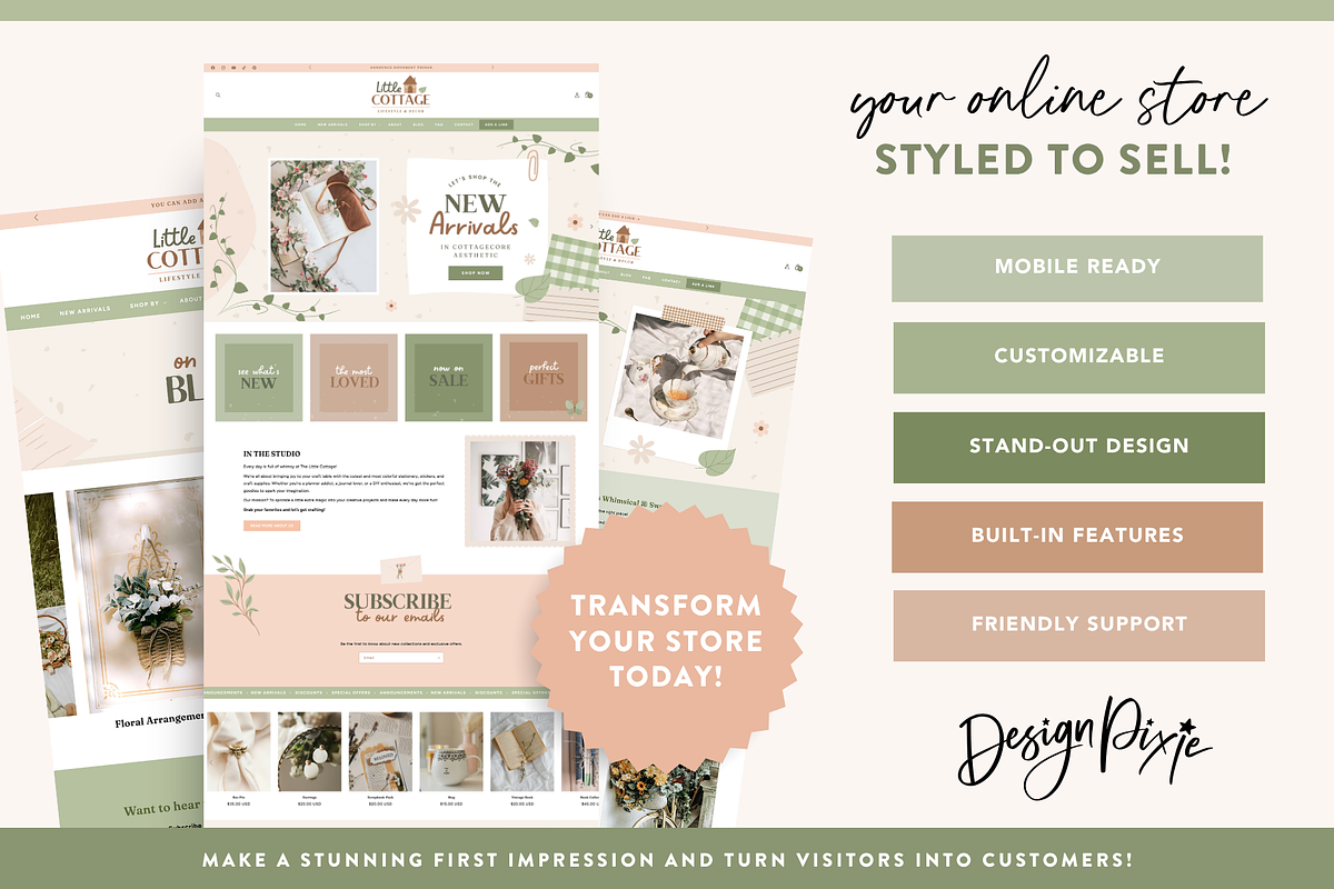 Cottagecore Shopify Theme, a Shopify Template by Design Pixie (Photo 3 of 11)