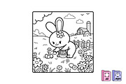 Easter Bunny Coloring Page, a Seasonal Illustration by MISS CHATZ (Thumbnail 1 of 3)