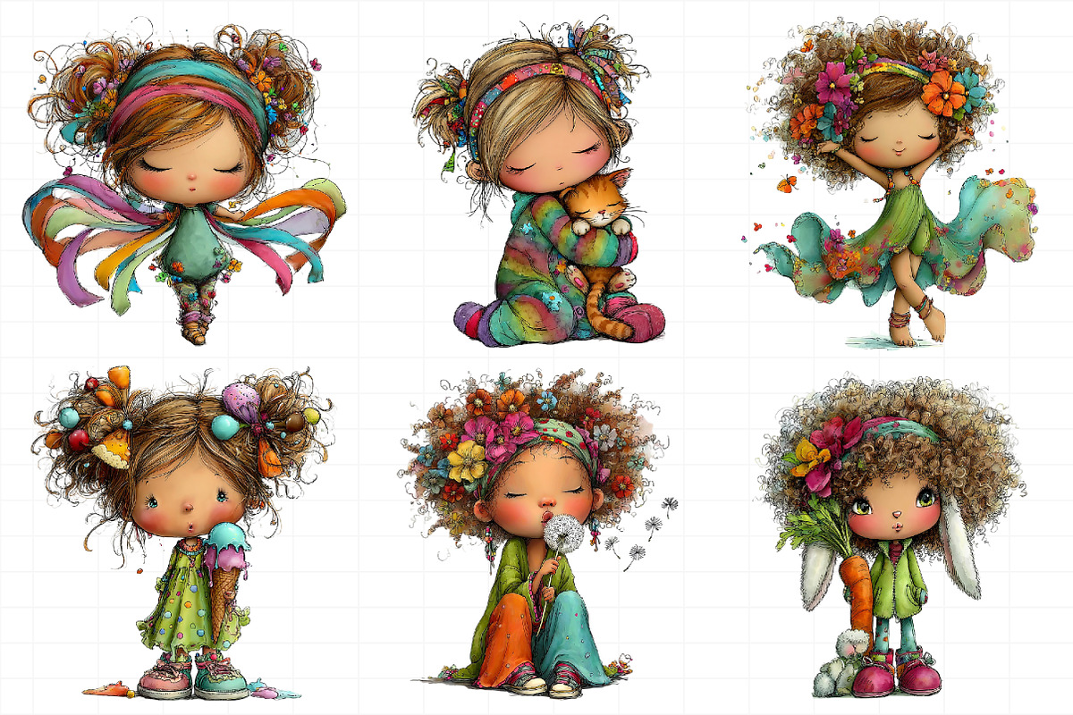 Quirky Cute Little Girl Clipart, an Illustration by Daily.Designs (Photo 4 of 7)