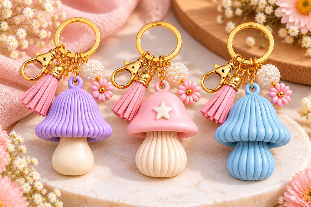 Fantasy Mushroom Keychain 3D STL, an Object 3D Model by Layerology (Photo 2 of 4)