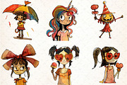 Quirky Girls Clipart, an Illustration by DreamCafeArt (Thumbnail 4 of 8)