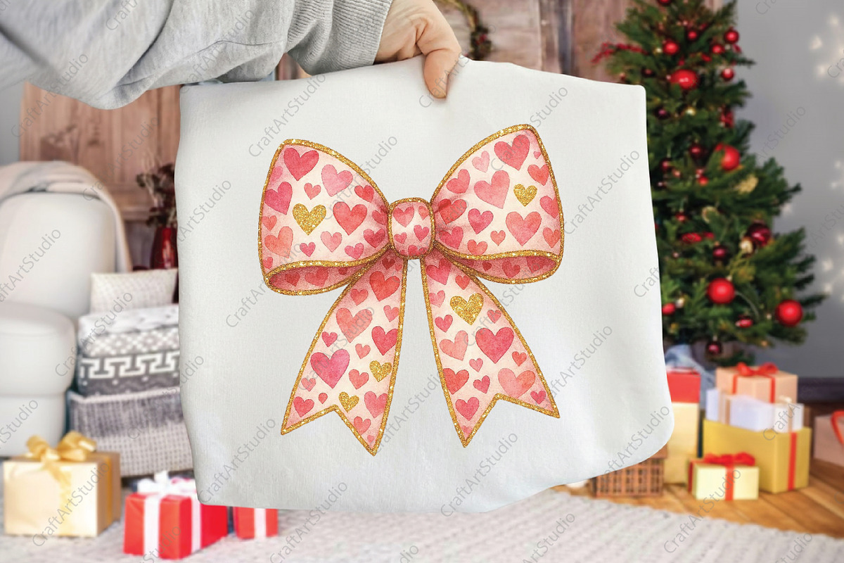 Valentine Coquette Bow PNG Pink Gold, an Illustration by CraftArtStudio (Photo 3 of 4)