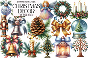 Watercolor Christmas Decor Clipart, an Illustration by Daily.Designs (Thumbnail 1 of 5)