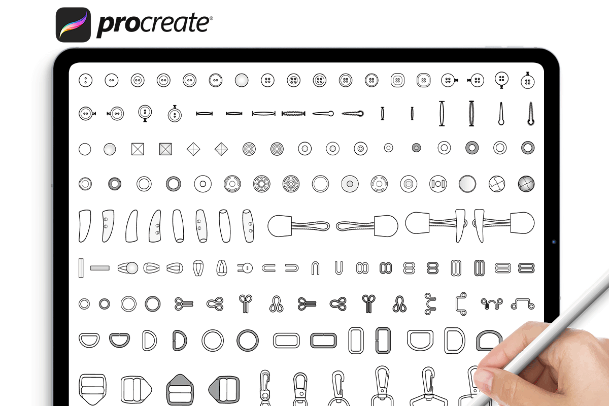 Button Accessories Stamp Brush Set, a Brush Add-On by HYDNSTUDIO (Photo 1 of 3)