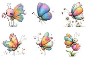 Cartoon Butterfly Flower Clipart, an Illustration by Watercolor design (Thumbnail 4 of 8)