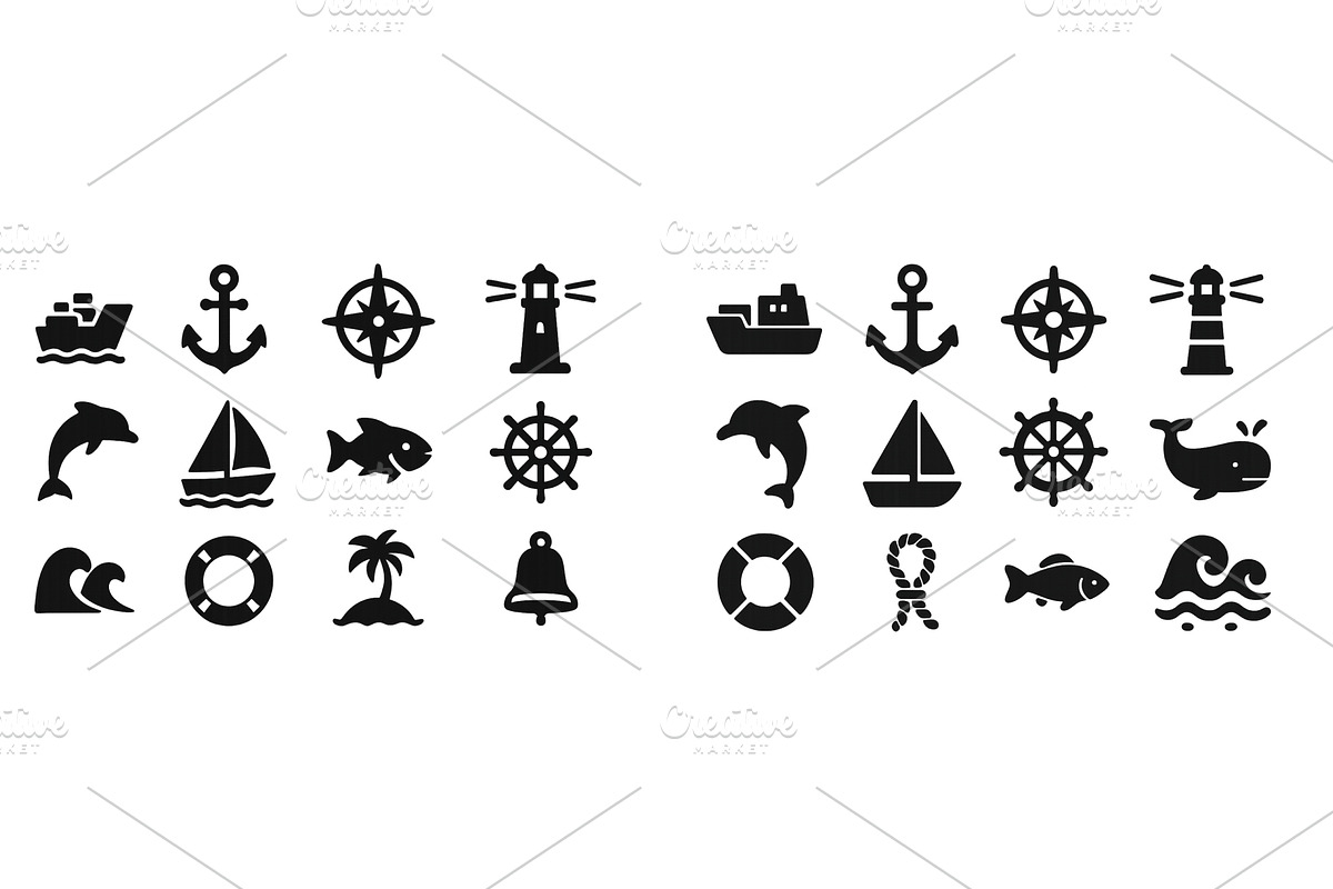 Variety of maritime-themed icons, an Animal Illustration by ZinetroN