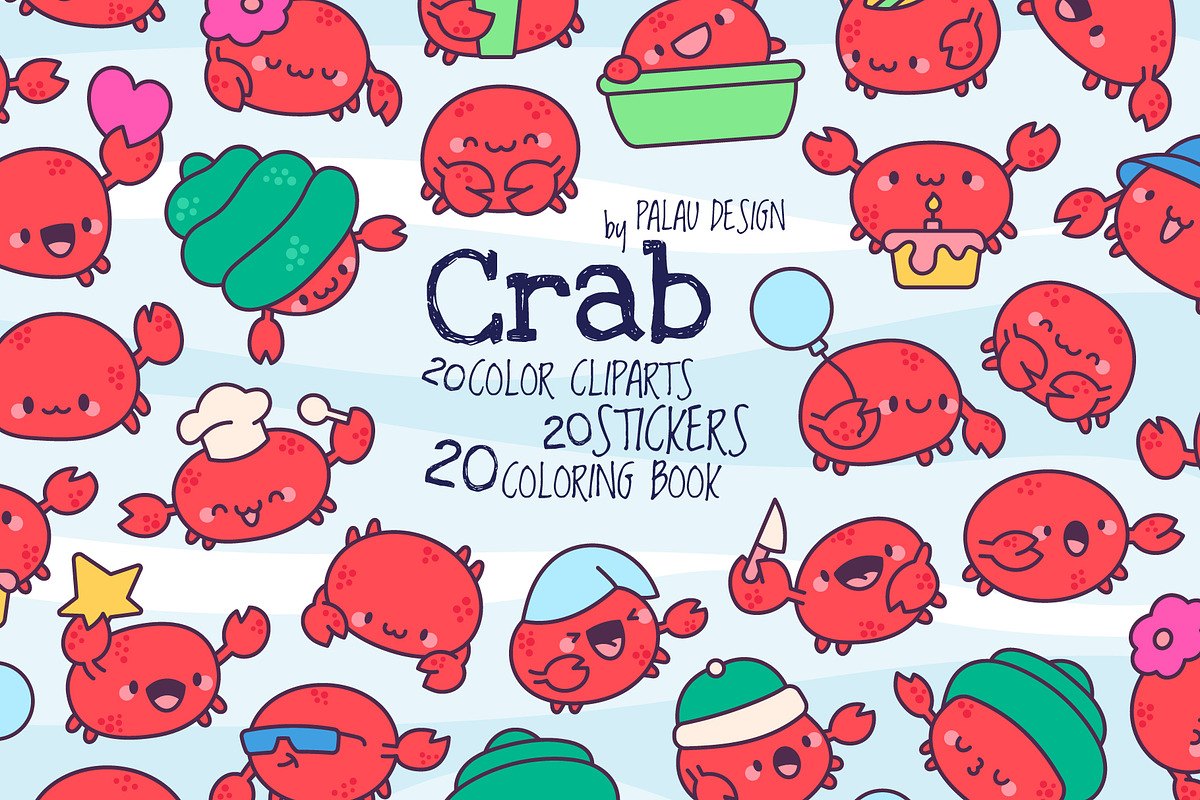 Cute Kawaii Crab Ocean Character, an Animal Illustration by Palau (Photo 1 of 12)