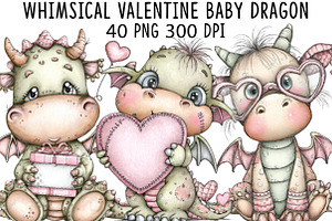 Whimsical Valentine Baby Dragon PNG, a Graphic by CraftArtStudio