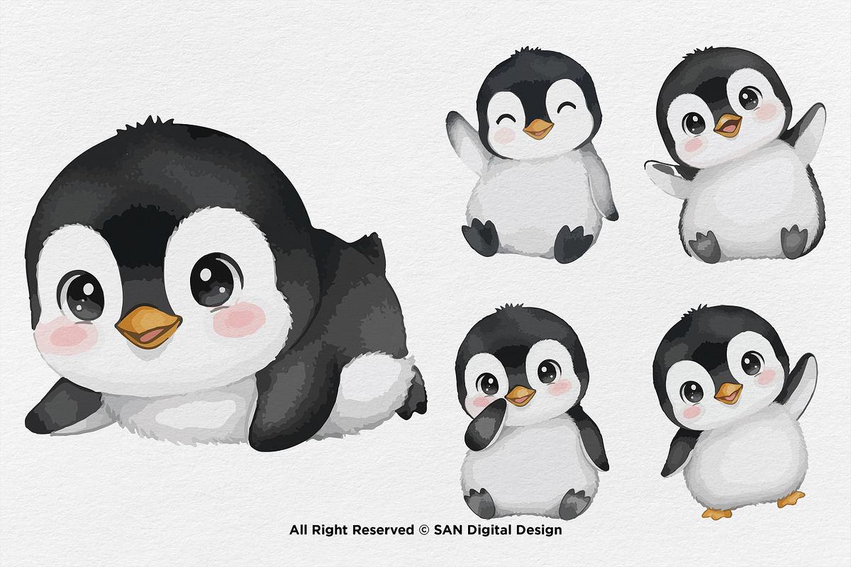 15 Bundle Watercolor Baby Penguin, an Animal Illustration by Morspective (Photo 5 of 8)