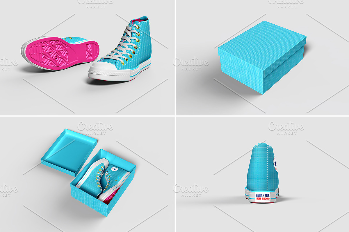 Sneakers Shoes Mockup - 9 views, a Packaging Mockup by Illusiongraphic (Photo 27 of 28)