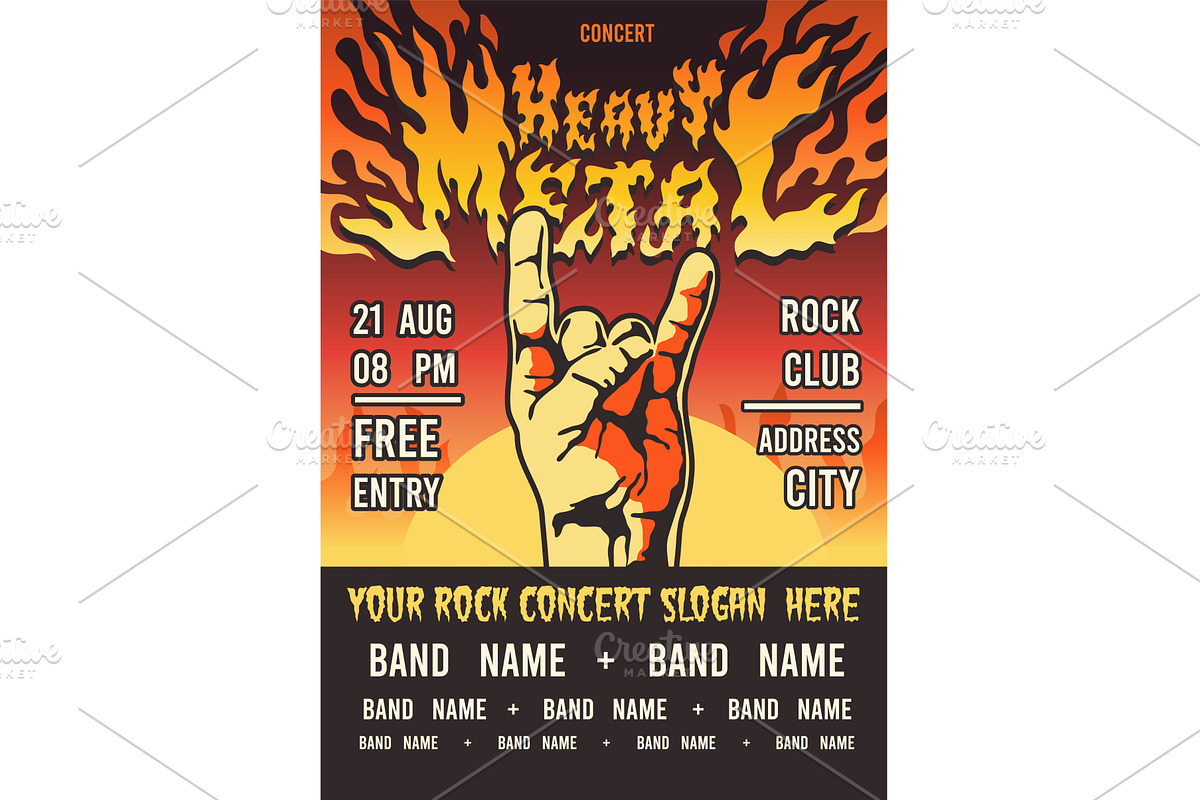 Burning font poster. Metal festival, an Object Illustration by YummyBuum