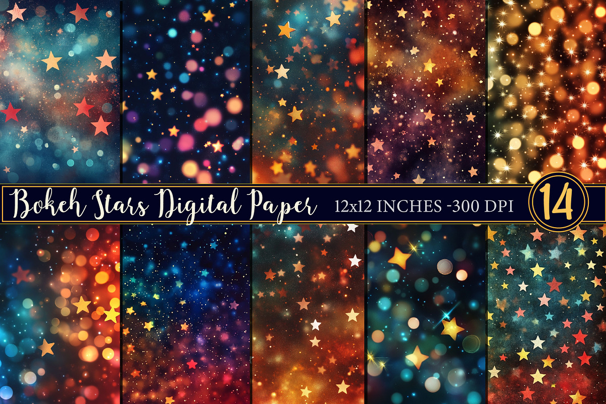 Bokeh Stars Digital Paper, a Texture Illustration by Designworld (Photo 1 of 4)