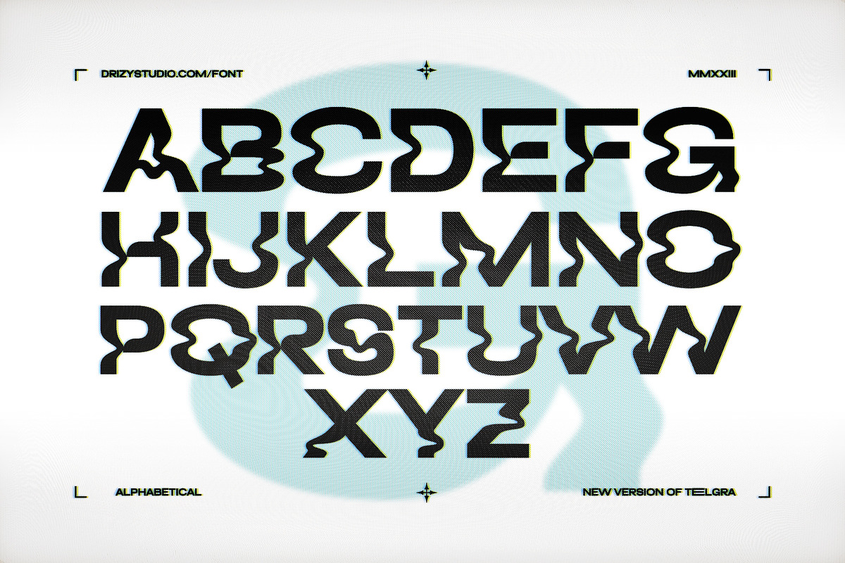 Telgra Neue - An Experimental Warped, a Font by Drizy (Photo 2 of 9)