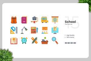 School Flat Icons, an Icon by Upnowgraphic