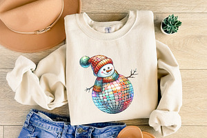 Christmas Disco Snowman Png, Retro