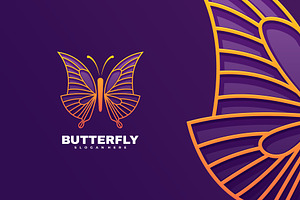 Butterfly Line Art Gradient Logo