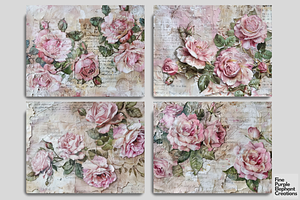 Pink Old Vintage Roses Junk Journal