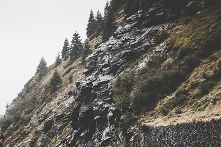 Wet mountain rocks
