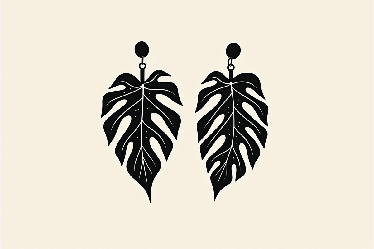 Leaf Earring Silhouette Bundle, an Object Graphic by abu67222 (Photo 7 of 16)