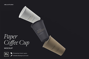 Floating Paper Coffee Cup Mockup