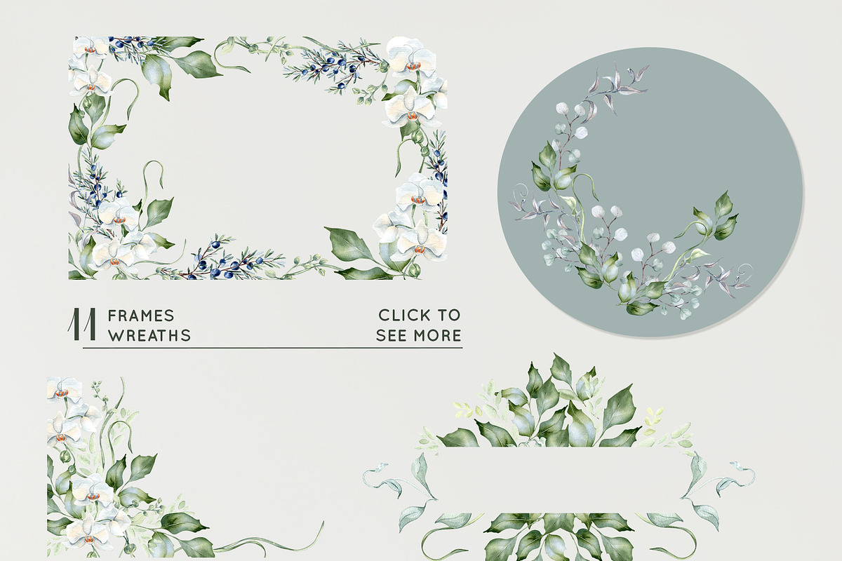 White flowers greenery watercolor, an Illustration by Kate Lanbina (Photo 7 of 16)