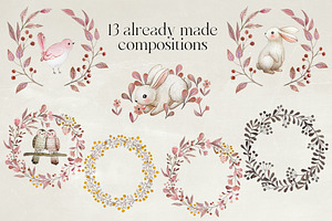 Cute Easter Watercolor Collection