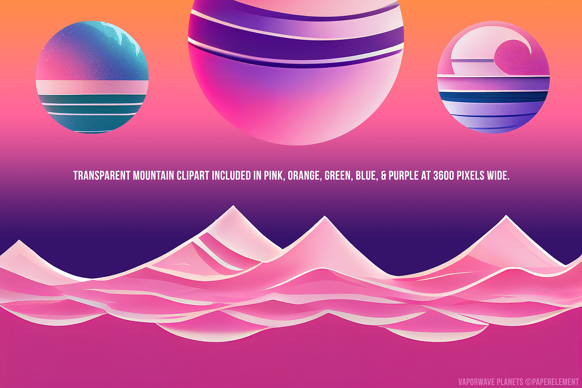80s Vaporwave Planet Space Clipart, an Illustration by Paper Element (Photo 7 of 7)