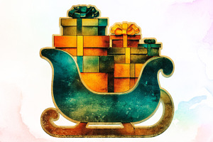 Christmas Santa Claus Sleigh PNG, an Illustration by Sublimation Artist
