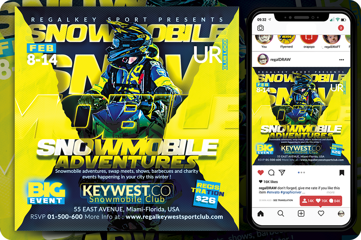 Snowmobile Event Flyer, a Flyer Template by regalDRAW (Photo 1 of 5)