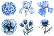 Dusty blue watercolor floral clipart, an Illustration by Watercolor design (Thumbnail 4 of 5)