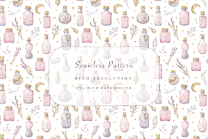 Potion Bottle Seamless Pattern, a Decorative Illustration by Pati Charm Studio