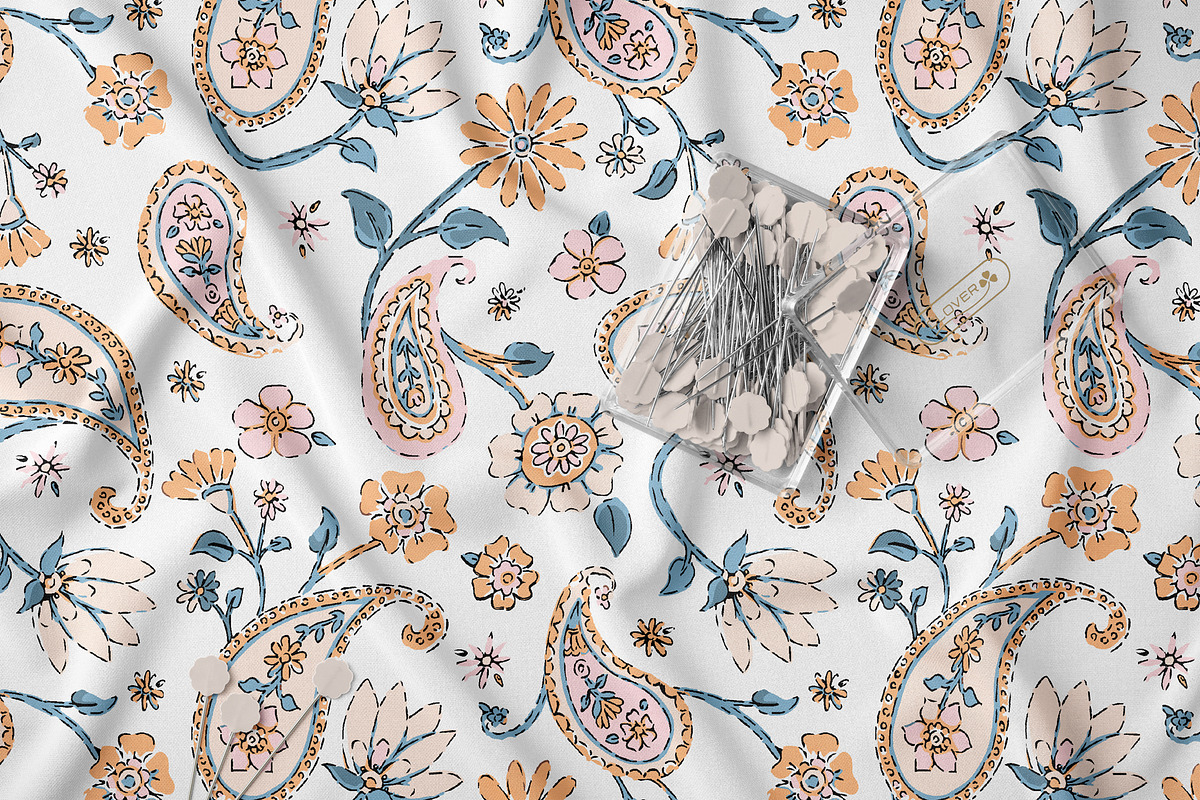 Ethnic Paisley Floral Pattern, a Pattern Graphic by StudioGlouna (Photo 5 of 9)