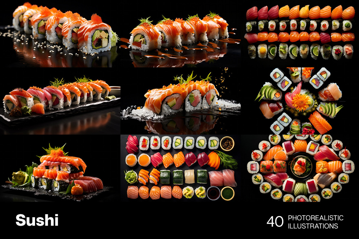 Sushi Art - 40 images, a Food Illustration by Handmadefont (Photo 5 of 12)