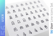 User Line Icons Set, an Outline Icon by Voysla's Shop (Thumbnail 1 of 4)