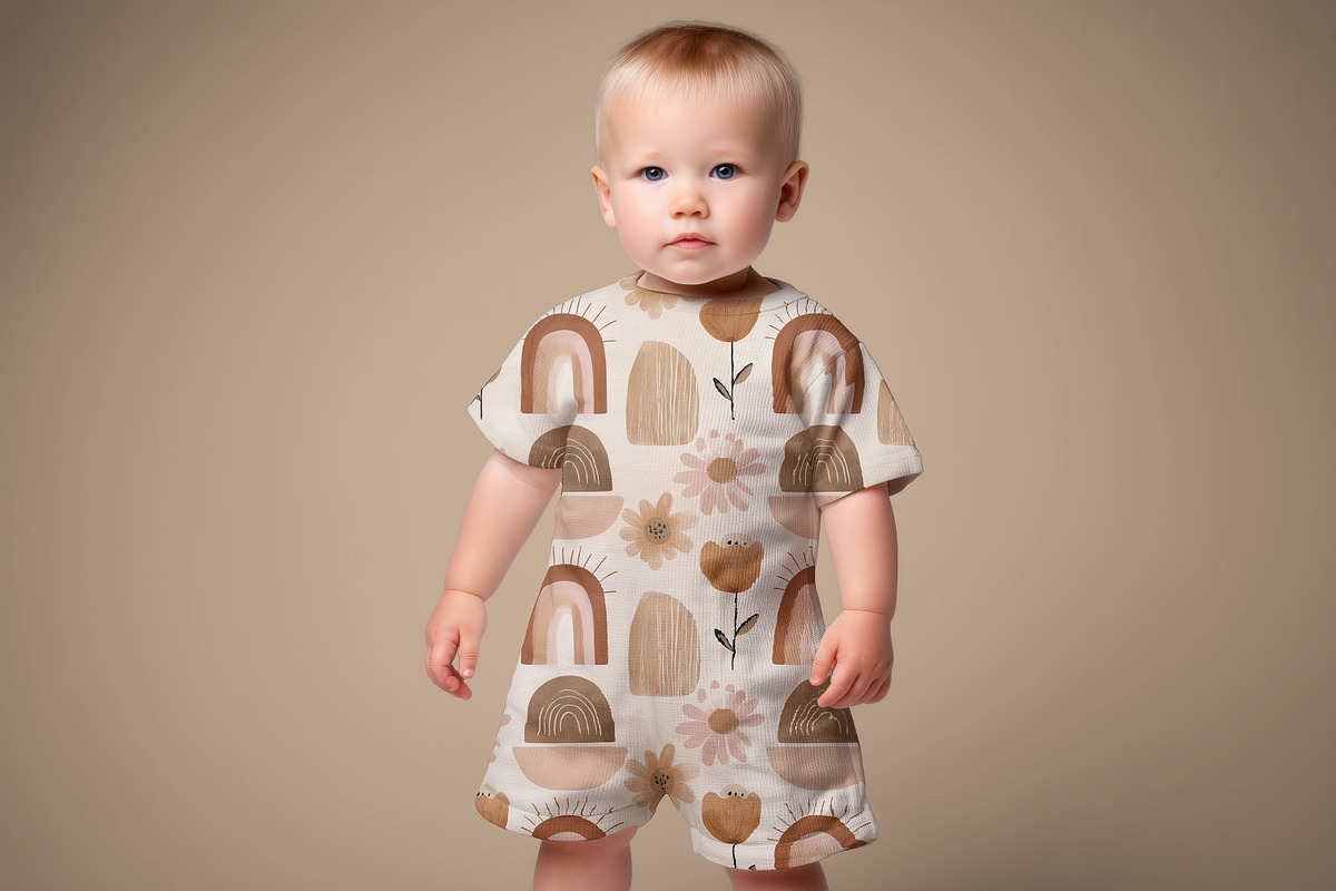Short-sleeved Kid's Romper Mockup, a Shirt Mockup by 1001 mockups (Photo 7 of 7)