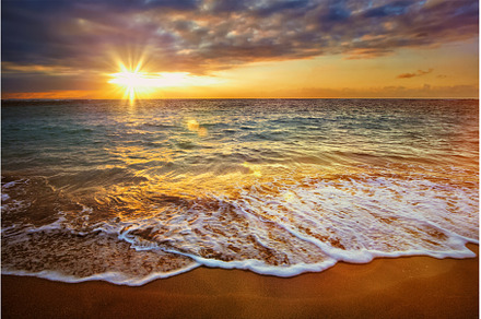 Calm ocean during tropical sunrise, a Nature Photo by f9photos