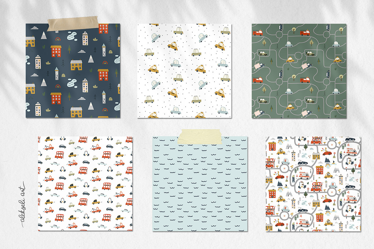 Cute Cars Clipart & Patterns, an Animal Illustration by AlekseliArt (Photo 10 of 14)