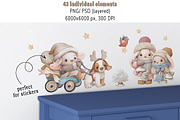 Watercolor Christmas baby rabbit Set, a Seasonal Illustration by TanyaSchuka (Thumbnail 2 of 11)