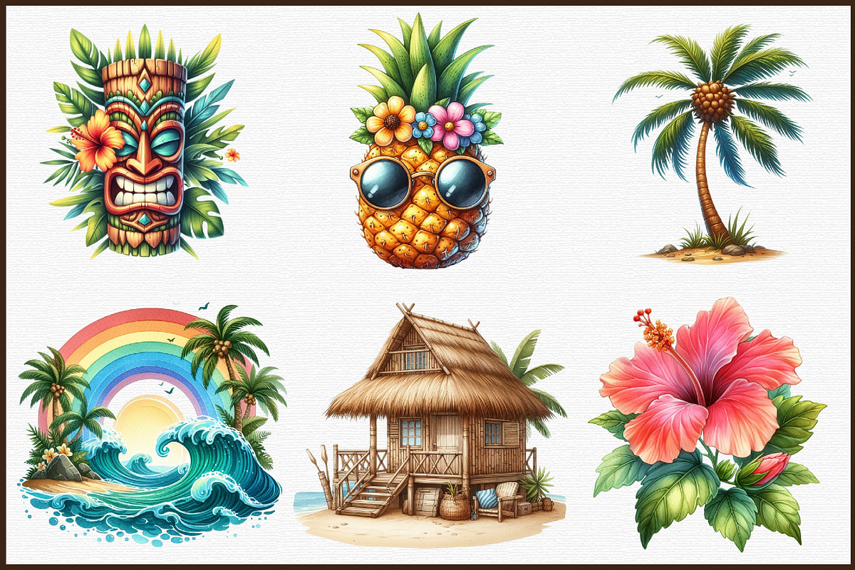 Summer in Hawaii Clipart, an Illustration by Sublimation Artist (Photo 3 of 6)